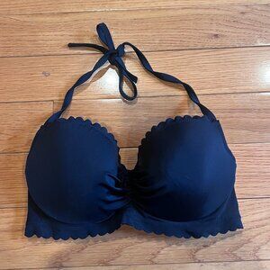 Victoria’s Secret Black Scalloped Bikini Top Size 34D